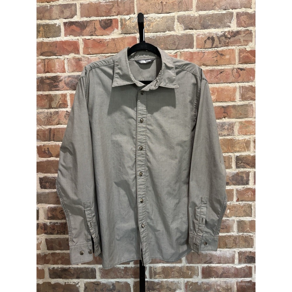 The North Face Long Sleeve Mens L Gray Technical Hiking Utility Shirt Button Up